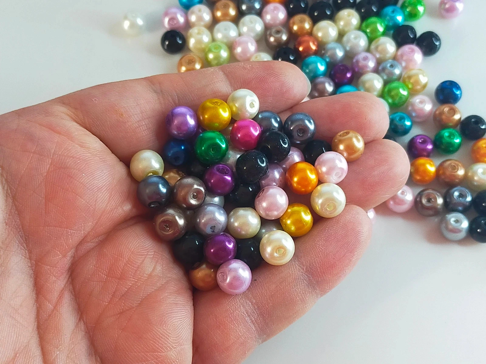 150 parels 8mm in glas. Iridescente parels lot nr. 6443 – photo 2